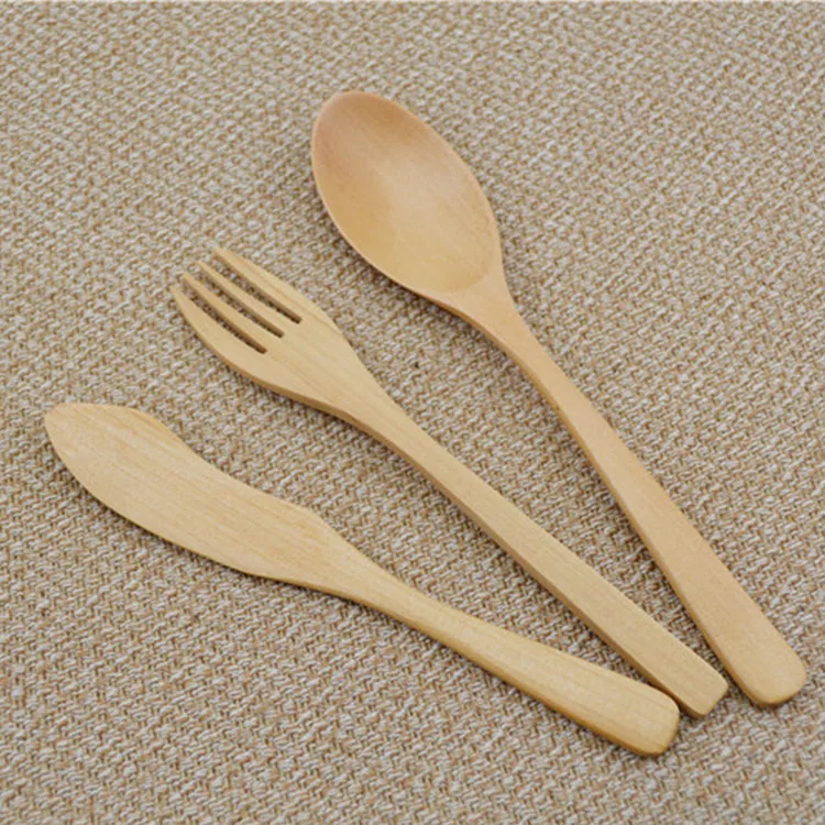 Chinese Wooden Knife Fork Spoon Set Wood Tableware Dessert Setin