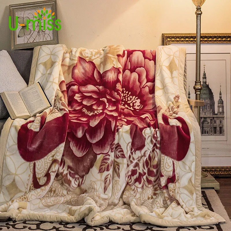 

U-miss Spring and Autumn 100% Polyester Intensification Raschel Blanket Modern Thicken on The Beds Rectangle Adults Soft Blanket
