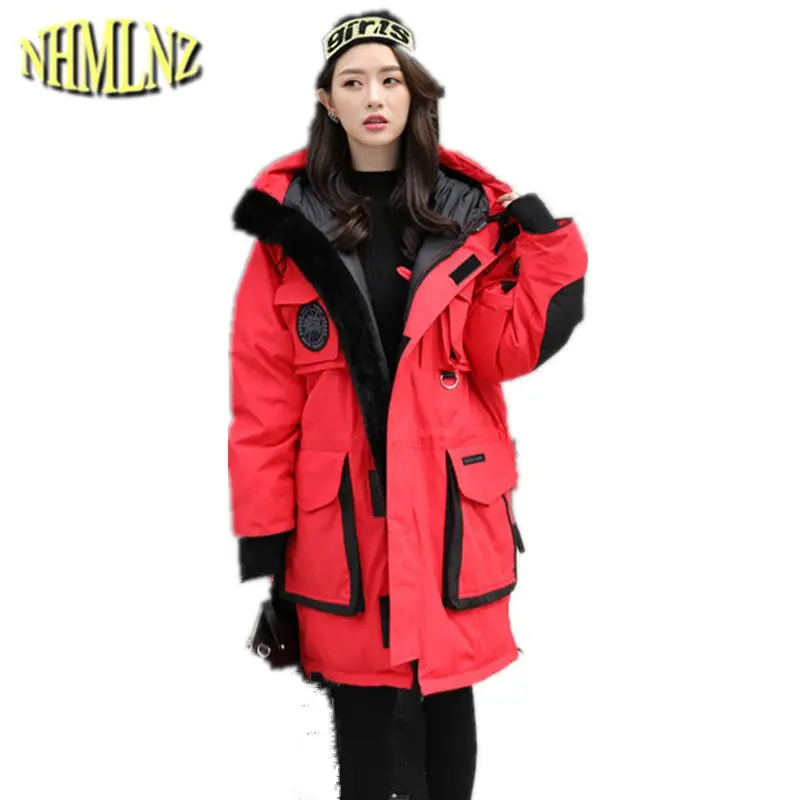 

Winter Korean Casual Thicker Women Down Jacket 2019 New Loose Women Jacket Hooded Warm Long Jacket Women Outerwear Couple WUN882