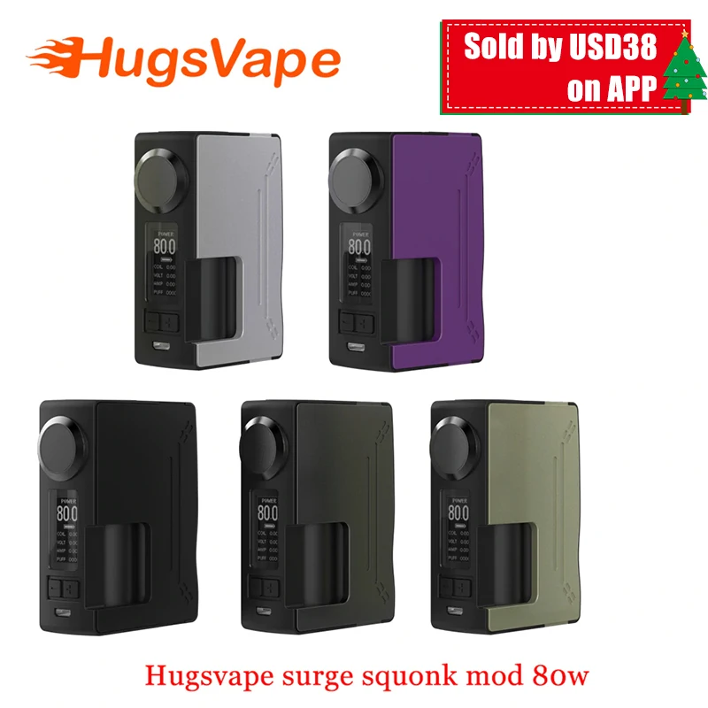 

Original Hugsvape Surge Squonk 80W Surge Squonk Mod Electronic Cigarette Box Vape for Piper RDA Atomizer Powered by Single 18650