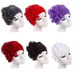 12 шт девушку красивый цветок эластичная чалма Ткань Голова Кепка шапка для девушек аксессуары для волос мусульманский женский хиджаб шарф