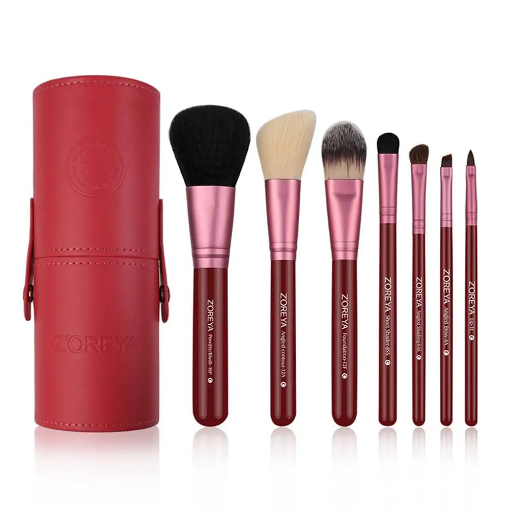 

New Women's Fashion Brushes 7PCS Wooden Foundation Cosmetic Eyebrow Eyeshadow Brush Makeup Brush Sets Tools Pincel Maquiagem