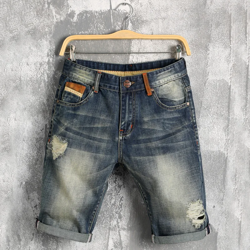 Summer Shorts Denim Men denim shorts male hole jeans loose large size