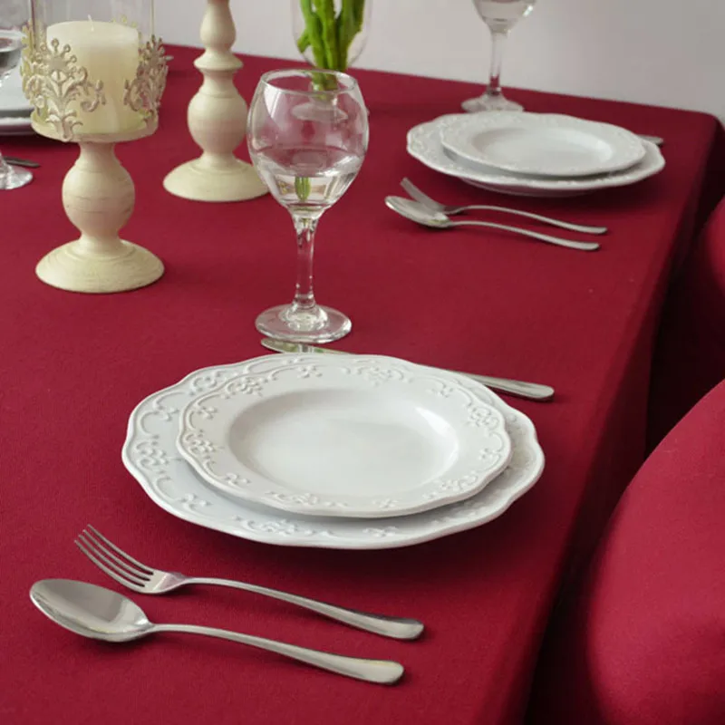 Красные скатерти европейский стиль хорошее качество для свадеб отель скатерть столовая для кухни домашний декор пылеотталкивающая скатерть - Цвет: Красный