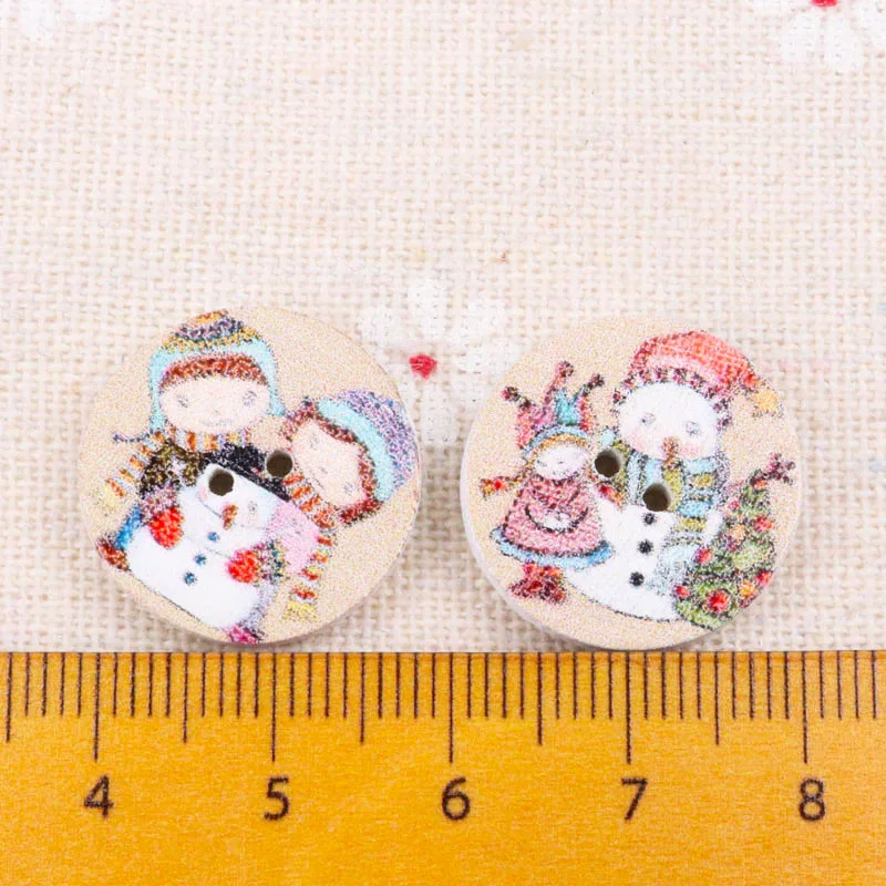 

Mix Wooden Christmas Series Pattern Round Scrapbooking Button Handmade Accessory Sewing Home Decoration DIY 20mm 20pcs MT0890-FD