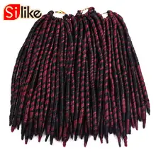 Silike 12″ 18″ 100g 1PC/lot 2x Ombre Crochet Braids Faux Locs Hair Red Brown purple Bug Colors Bulk Braiding Synthetic Hair
