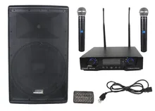 STARAUDIO 1Pc Pro PA DJ 15” Active 4000W Powered Audio Bluetooth Speaker with 2CH UHF Wireless IR Handheld Mics SHD-15