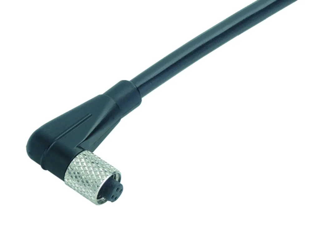 

M5 Female angled connector, overmoulded, M5 x 0.5,2 meter length AWG 26,cross Series 707