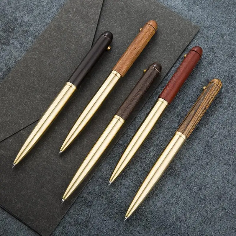 Vintage Sign Pen Gel Black Ink Pure Copper For Travel, Office, Business Wood Metal Ballpoint Pen