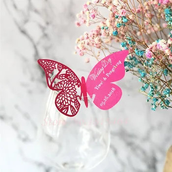 

60pcs Butterfly Laser Cut Paper Place Card / Escort Card / Cup Card/ Wine Glass Card For Customized Wedding Decoration Favor