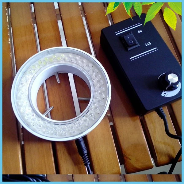 

60mm Inner Diameter 64 PCS LED Ring Lamp Metal Shell Brightness Adjustable Ring Light with Adapter for Microscope Illumination