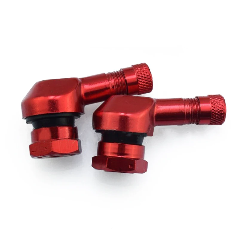 Mayitr 2pcs CNC Motorcycle 90 Degree Wheel Tire Tubeless Valve Stem Cap Aluminum Alloy Rubber Gold Red Silver Green