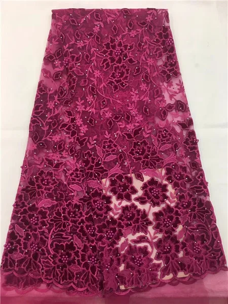 

Lastest Nigerian Lace Fabrics For Wedding 2018 French Lace Fabric High Quality 3D Lace with beads