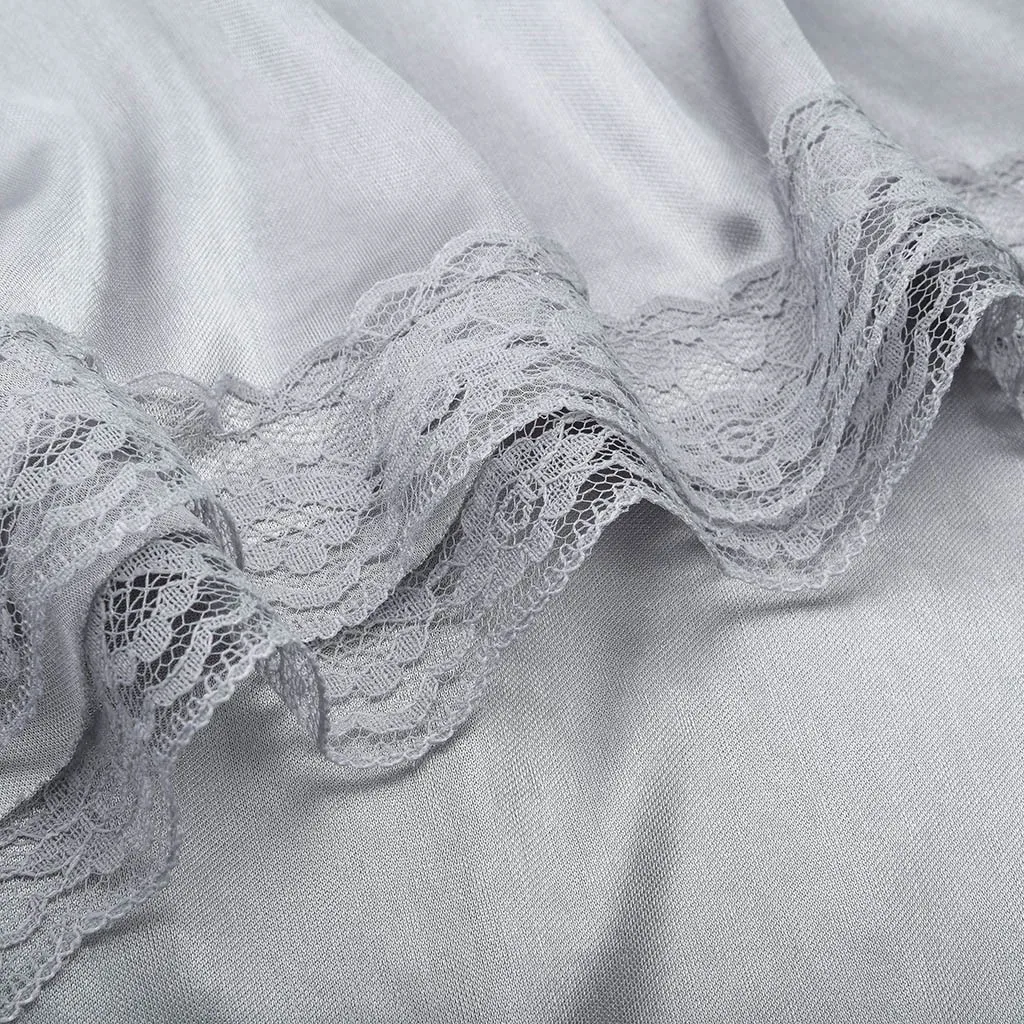 Plus Size Womens Sleepwear Lingerie Nightdress Ladies Underwear Sexy Satin Sling Sleepwear Pijama Mujer Algodon Verano#W