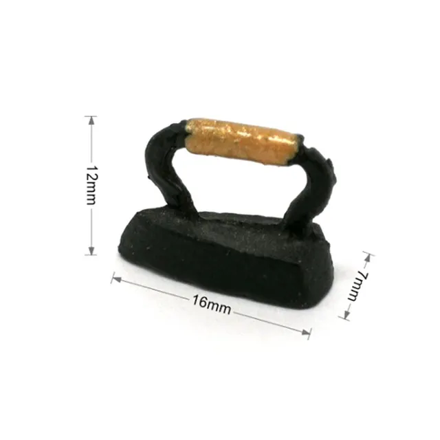 1: 12 Dollhouse Miniature Iron with Ironing Board Metal Black Iron Clothes Tool Urniture Furniture Dollhouse Room Girls Gift Toy 2