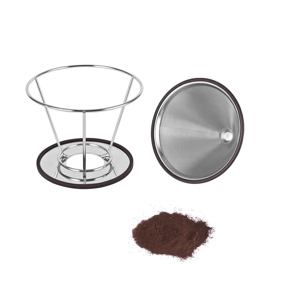  Stainless Steel Coffee Filter Coffee Dripper Pour Over Coffee Maker Drip Reusable Coffee Filter 