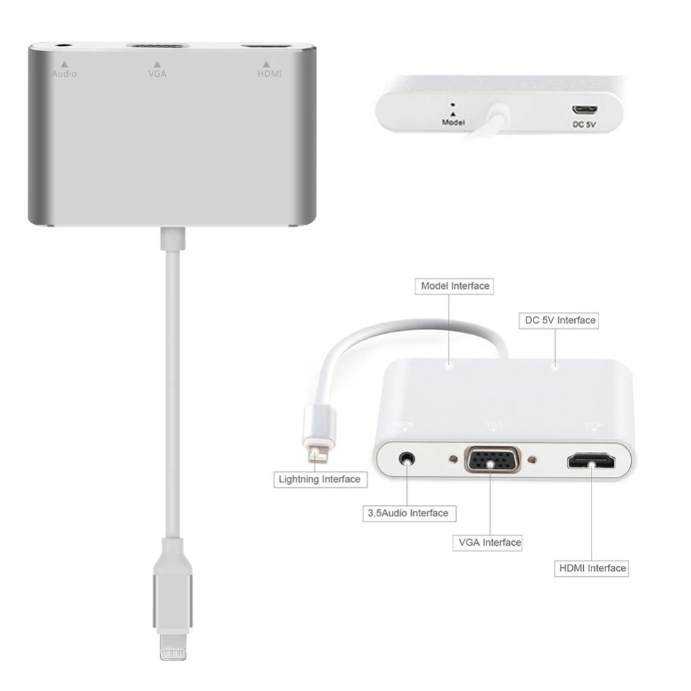 Suntaiho для iPhone конвертер к HDMI VGA 3 5 мм Jack аудио кабель переходник телевизора iPad серии