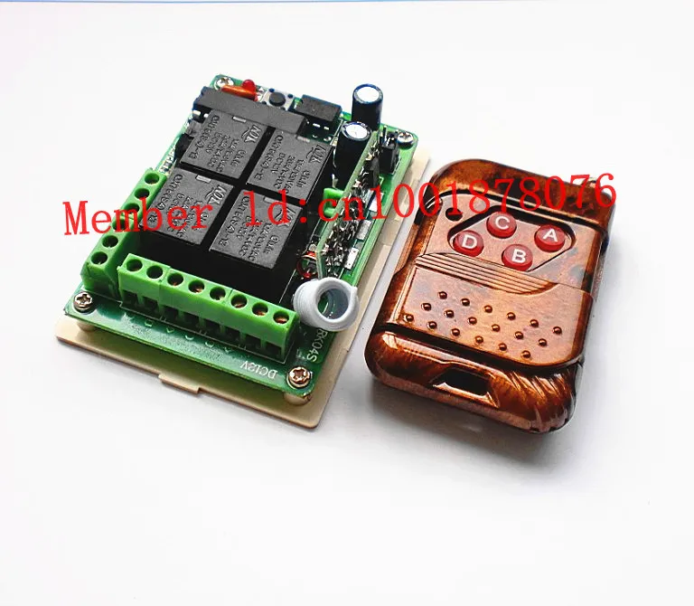 

Free Shipping 12V 4CH ( channel ) 10A wireless remote control switch with four key RF transmitter garage door controller