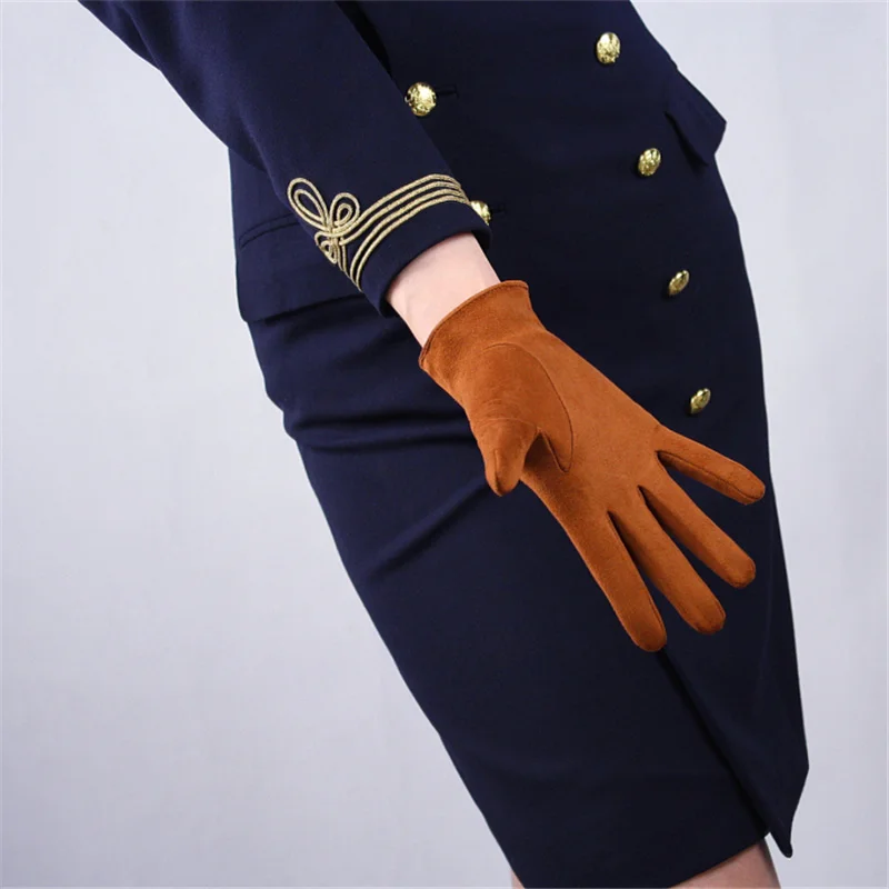 Короткие рукавицы 2019 дамы моделирование кожа 21 см без подкладки Лакированная кожа серебро цвет красного вина B32