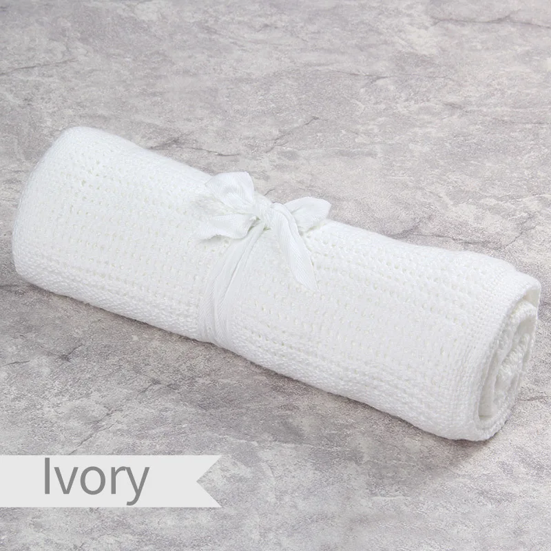 Ivory INSULAR хлопок Новорожденный ребенок хлопчатобумажное одеяльце Лето младенец полый Пеленание Одеяло обертывание сотовая Ванна полотенце спальный мешок - Цвет: Ivory