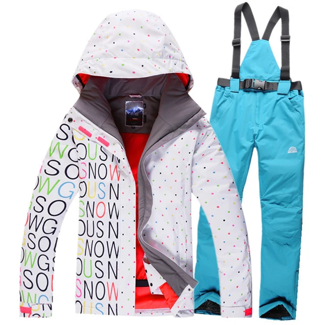 Cheap Winter Women's Ski Suit Jackets Set Outdoor Sprot Warm Skiing Jacket and Pants Windproof Snow Wear Thicker coat free shipping