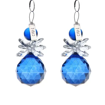 

H&D 2PCS Crystal Chandelier Snowman Pendant Hanging Prism Suncatcher with Crystal Ball Cobalt Blue