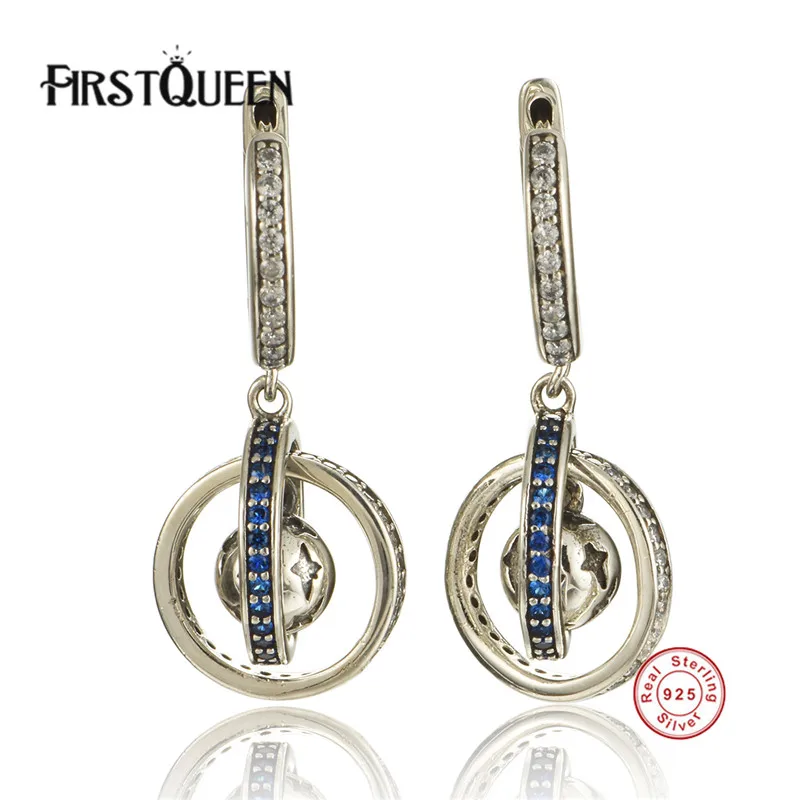 FirstQueen 2017 New 100% Authentic 925 Sterling Silver Nature Star Female Earrings TOP Quality Drop Dangle Earrings Jewelry