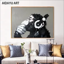 

AIDAYU ART 100% handmade oil painting gorilla monkey animal art on canvas for modern living room wall decor artwork No Frame