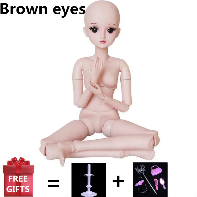 19 подвижных Соединенных 60 см 1/3 BJD куклы женские голые обнаженные женские кукла и одежды модные куклы игрушки для девочек подарок - Цвет: brown eyes