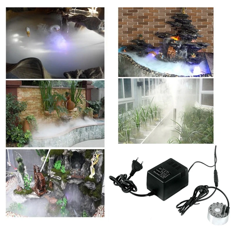 Tenozek 12-LED Ultrasonic Atomizer Mist Fog Maker for Water Fountain Pond Tenozek 12-LED Ultrasonic Atomizer Mist Fog Maker for Water Fountain Pond