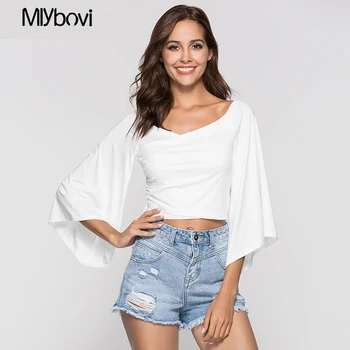 

White Crop Tee Black Round Neck Short Sleeve Button Women Plain T-shirt 2018 Summer Sexy Party Top Tee Office Lady Women Tops