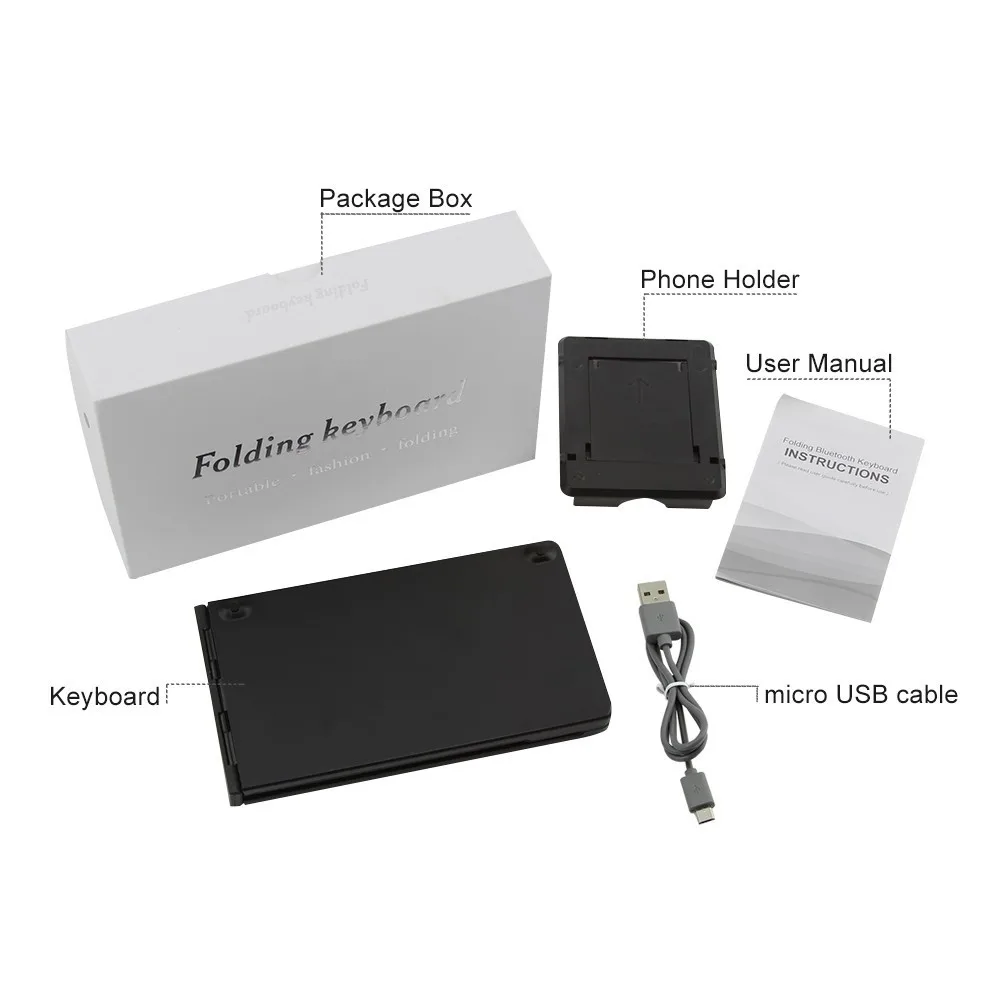  Bluetooth Wireless Keyboard Foldable Mini Keyboard Pocket Touchpads Phone Holder Gaming Keyboard For Android Tablet IOS PC 