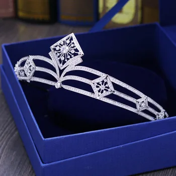 

Paved CZ Crown Full Cubic Zircon Tiara Tiaras Diadema Wedding Hair Accessories Bride Hair Jewelry Bijoux Cheveux Coroa WIGO1073