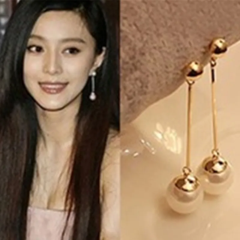 

New Korean jewelry OL temperament long section of pearl earrings imitation