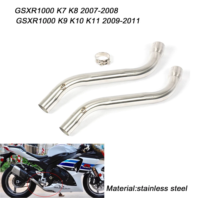 

Motorcycle Stainless Steel Middle Connecting Pipe Silp on for GSXR1000 K7 K8 K9 K10 K11 2007 2008 2009 2010 2011