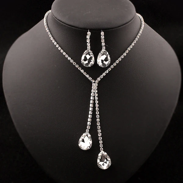 

Big Austrian Crystal Wedding Jewelry Sets Charming Necklace and Earrings Bridal Crystal Jewelry Set Gift CT037