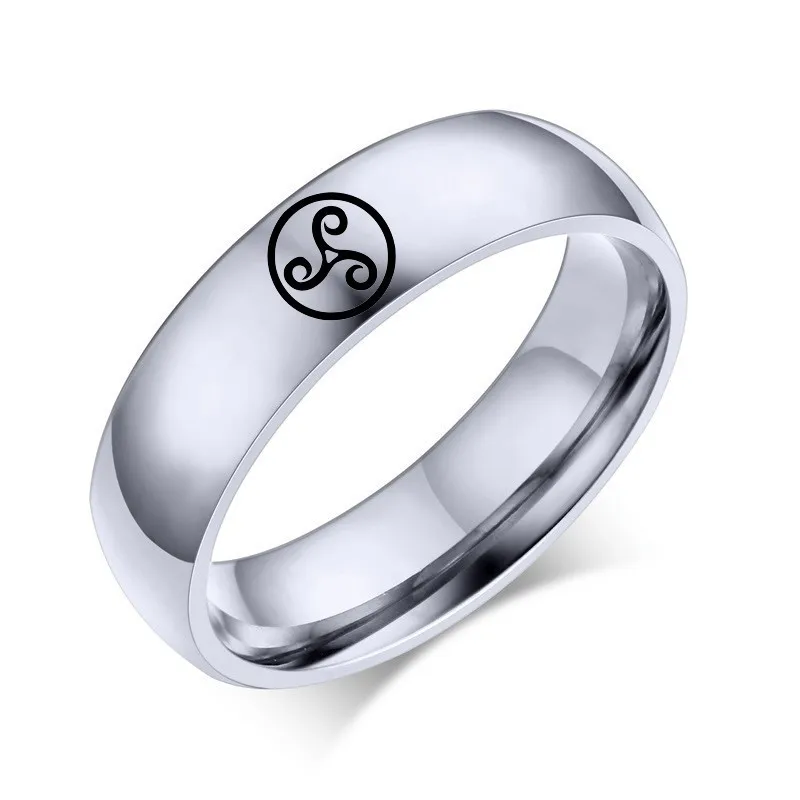 Vnox, гравировка, спираль, кольцо с символом, персонализированные обручальные кольца для мужчин и женщин, черные кольца из нержавеющей стали - Цвет основного камня: Silver