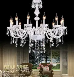 Лучшая цена Европейский K9 кристалл лампы освещения люстры cristal украшения белый кристалл подвесной светильник Стекло Гостиная лампа