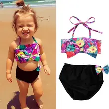 2 предмета в комплекте очаровательны Одежда для детей; малышей; девочек комплект бикини цветочный купальный костюм tankni ванный комплект Обувь для девочек летняя одежда для купания