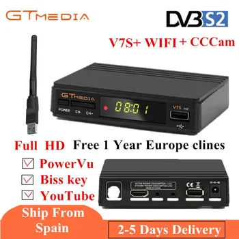 

GTmedia Freesat V7S HD Satellite Receiver V7S Support Cccam YouTube PowerVu Biss with USB Wifi giving Free DVB S2 TV Box