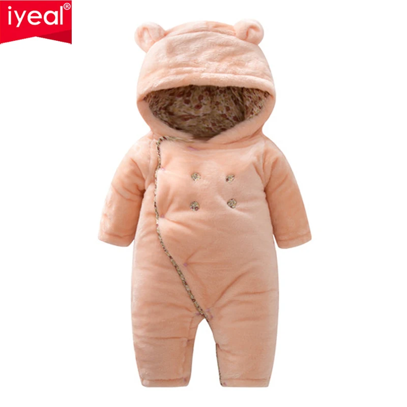 

IYEAL Baby Girl Clothes Newborn Quality Hooded Rompers Cartoon Thick Warm Infant Jumpsuit Winter Toddler Boy Clothes Outfits