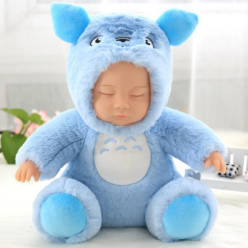 Плюшевые мягкие игрушки, кукла для новорожденных, игрушки для детей, сопроводительный сон, милое лицо из ПВХ, плюшевая кукла-животное, подарок на день рождения для детей - Цвет: blue totoro