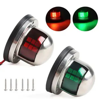 

1Pair 12V Stainless Steel Red Green Bow LED Navigation Lights Marine Indicator Spot Light Marine Boat Yacht Sailing Signal Light