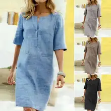 Летнее платье-рубашка, женский сарафан,, ZANZEA, модная Повседневная Туника, Vestidos, женские вечерние однотонные платья с коротким рукавом, большие размеры