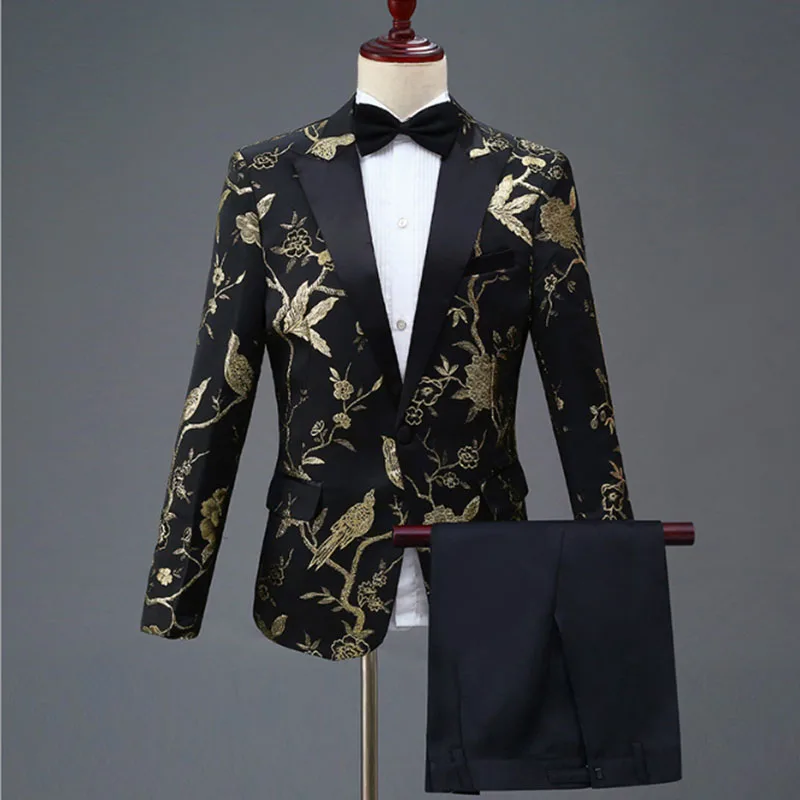 S-4XL, новинка, мужские Модные вечерние костюмы высокого качества с вышивкой, блейзер+ однотонные брюки, мужской повседневный приталенный Блейзер, пальто, верхняя одежда 1120