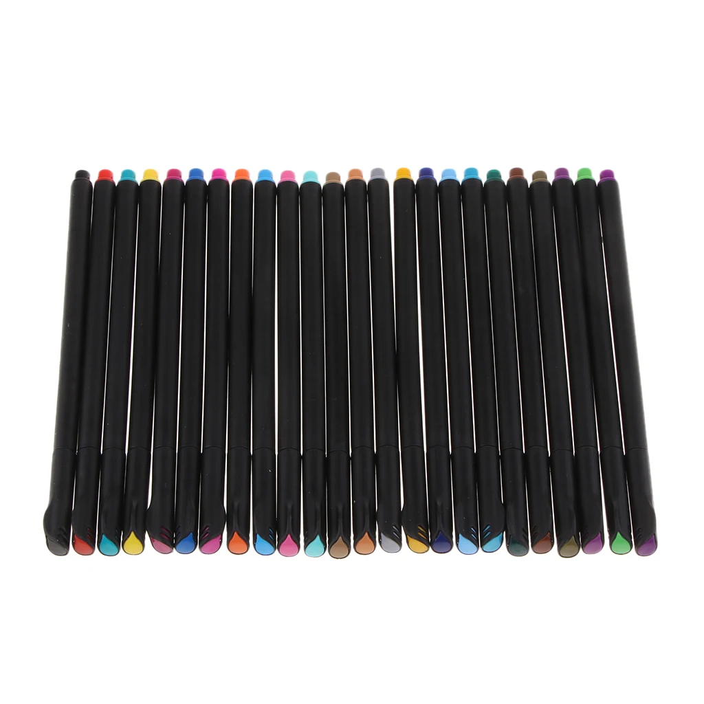 24 Colors Fineliner Pens Set,Fine Tip Colored Writing Drawing Markers Pens Fine Line Point Pens for Bullet Journal Planner Diary