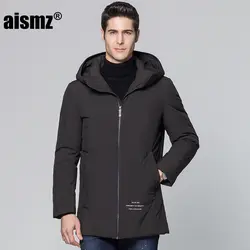Aismz Новая модная зимняя куртка Для мужчин Водонепроницаемый пальто с капюшоном утолщаются Casaco Masculino Бизнес Повседневное теплые Пуховики на
