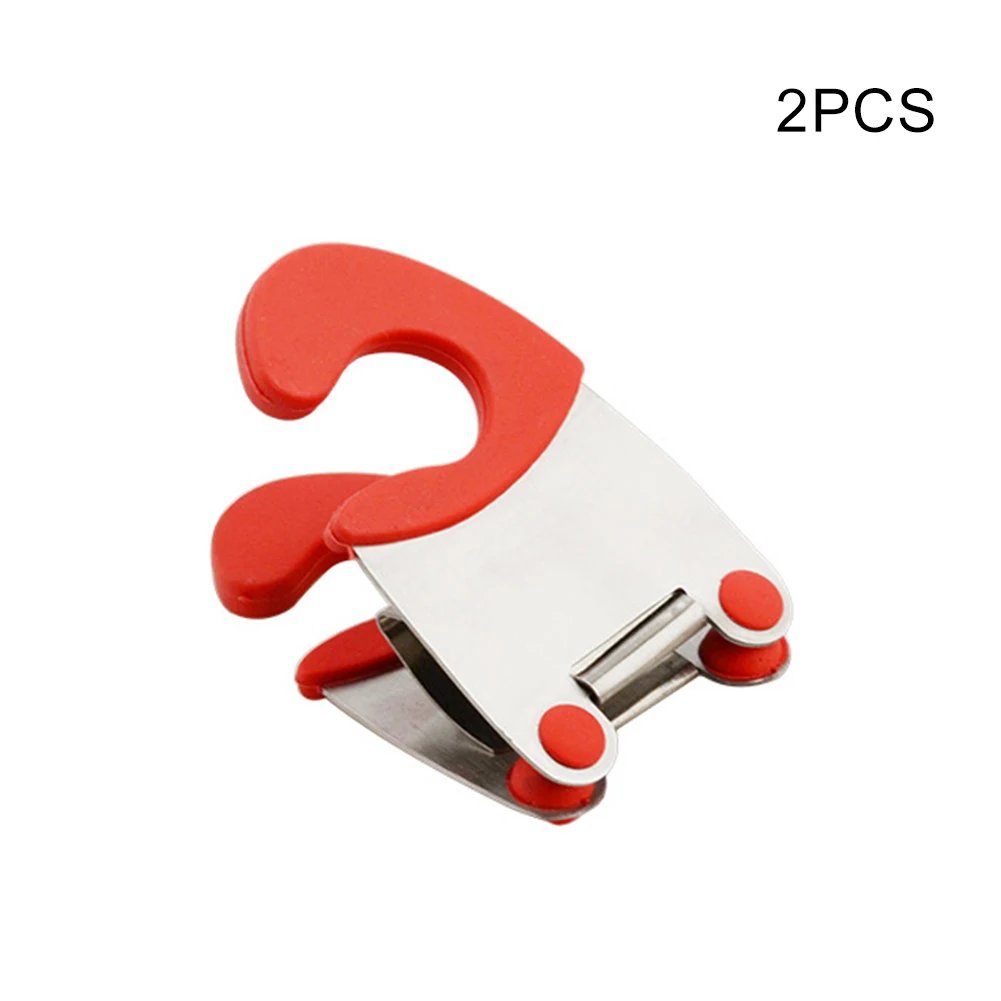 2 pcs Red Горячая термостойкие шпатель держа горшки клип щипцы из нержавеющей стали держатель - Цвет: 2 pcs Red