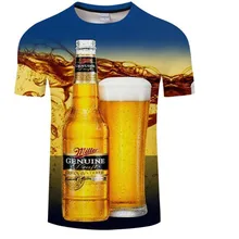 Новинка Мужская 3D футболка банки пива печатных хип хоп Crewneck короткий рукав мужчины/женщины футболки топы Азиатский размер футболка 6xl