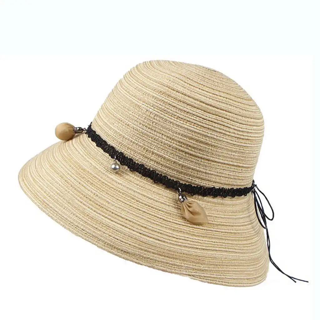 Little Girls Kids Striped Wide Brim Sun Protection Hat Foldable Beach Sun Hats